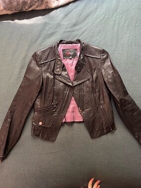 Phoenix Genuine Sheepskin Leather Black Moto Jacket M Fits XS/S